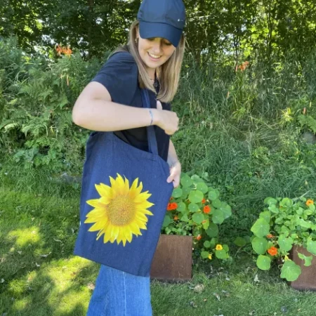 Mulepose Bluejeans med Solsikke